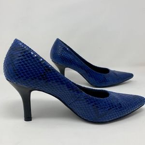 Christian Siriano Blue Snakeskin Heels